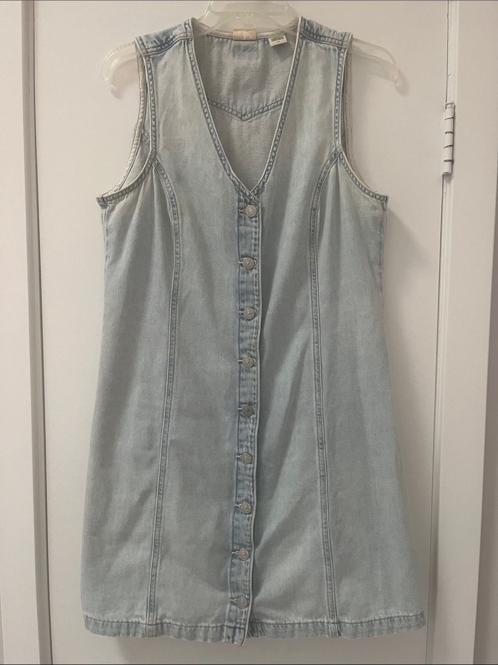 Levi's Light Blue Denim Button-Front Mini Dress | 90s Vibe | Good Condition!